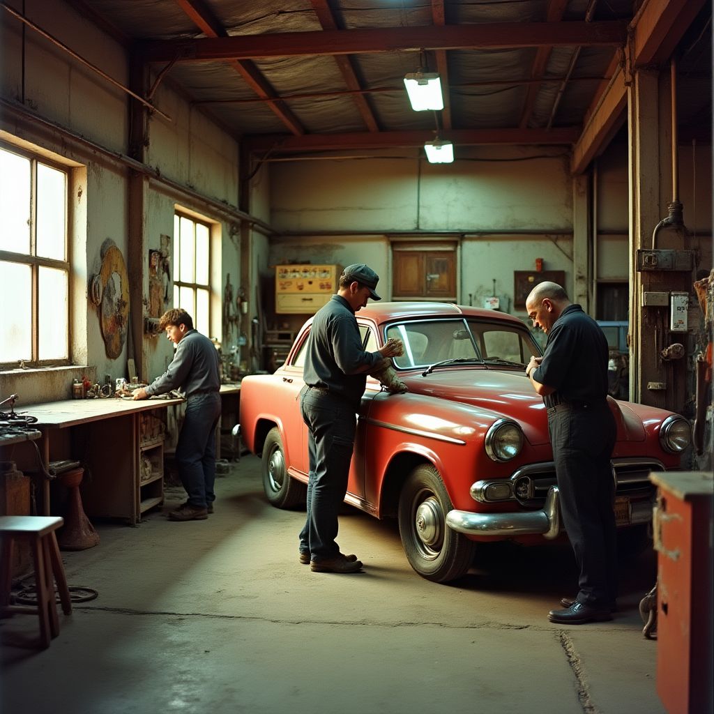 Historická fotografie našeho autoservisu z roku 1992